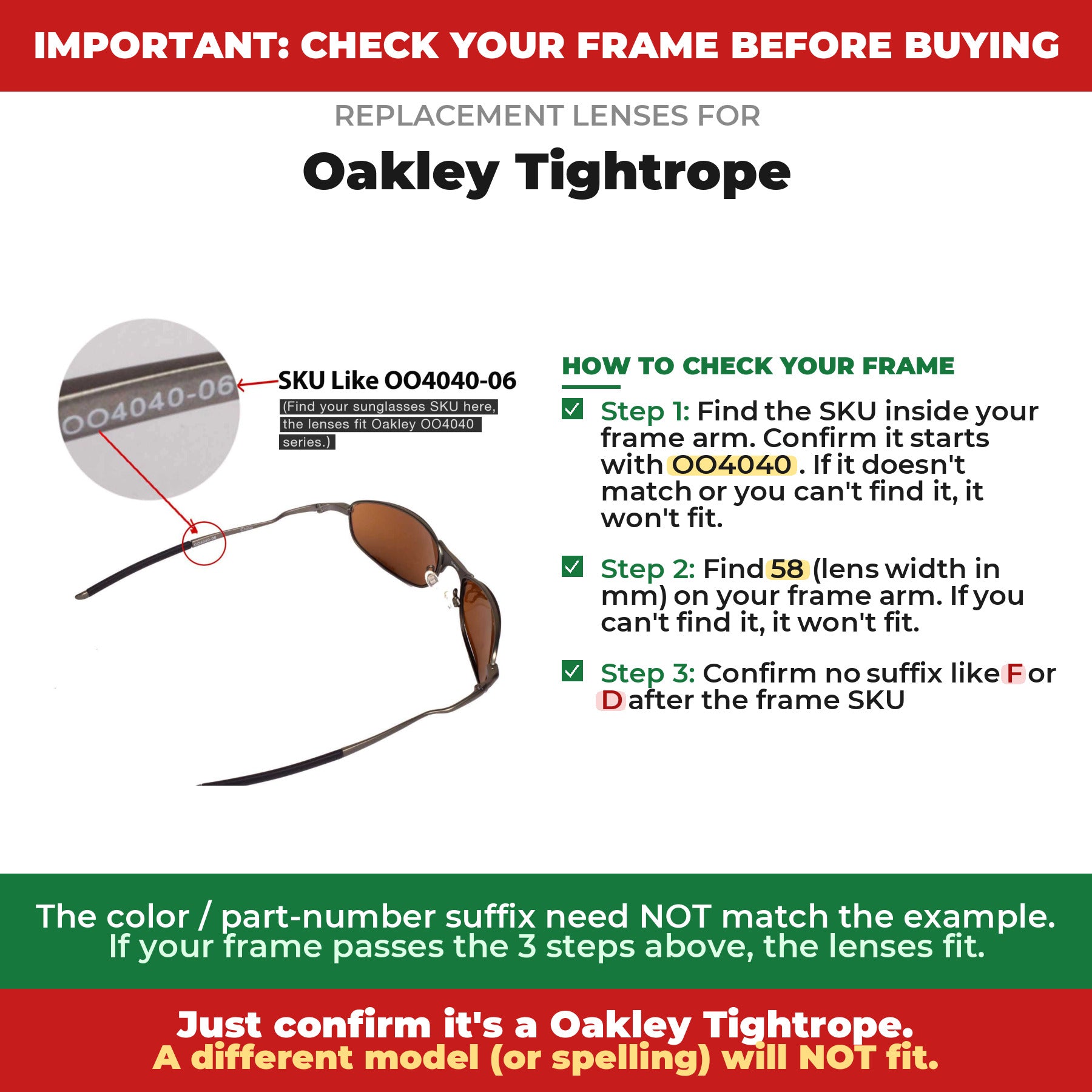 Verify your Oakley Tightrope frame##shared