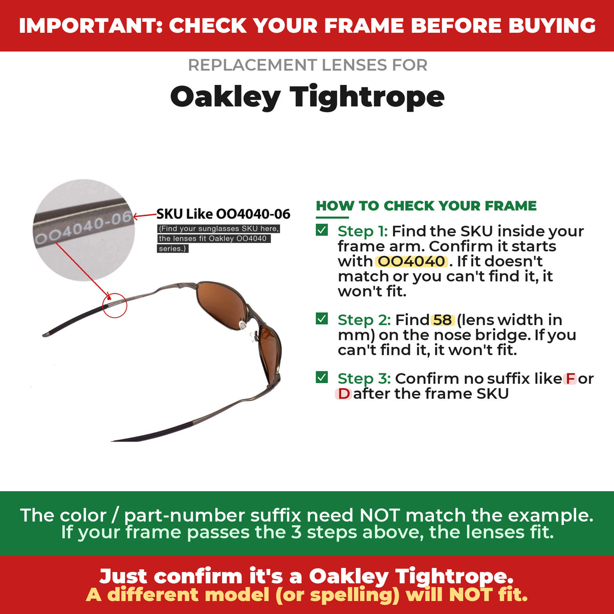 Verify your Oakley Tightrope frame##shared