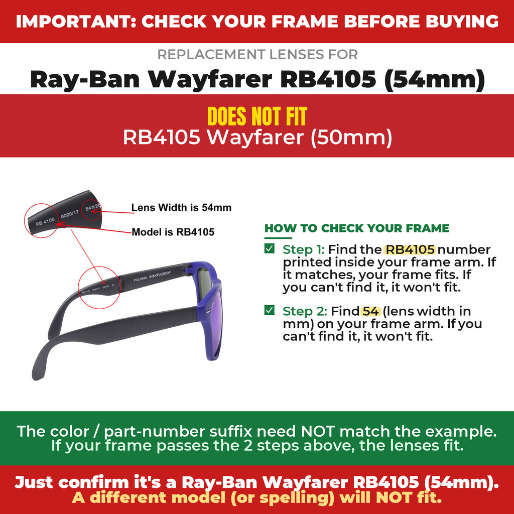 Verify your Ray-Ban Wayfarer RB4105 (54mm) frame##shared