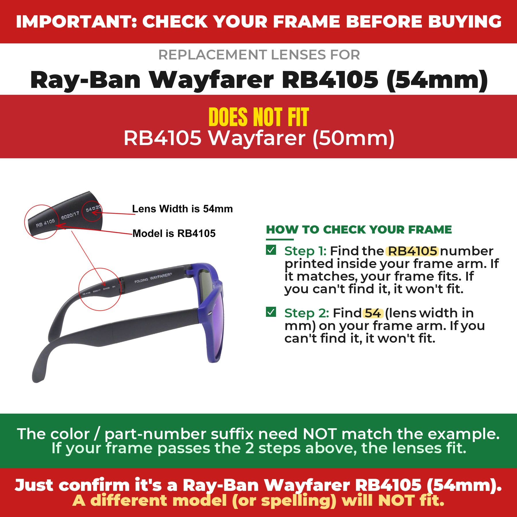 Verify your Ray-Ban Wayfarer RB4105 (54mm) frame##shared
