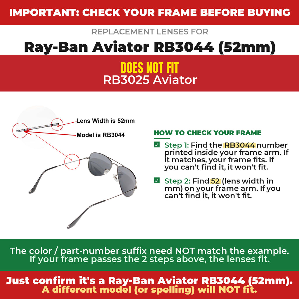 Verify your Ray-Ban Aviator RB3044 (52mm) frame##shared