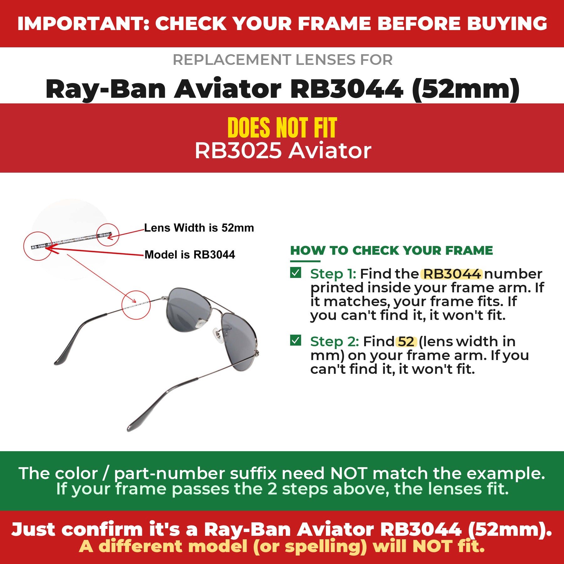 Verify your Ray-Ban Aviator RB3044 (52mm) frame##shared