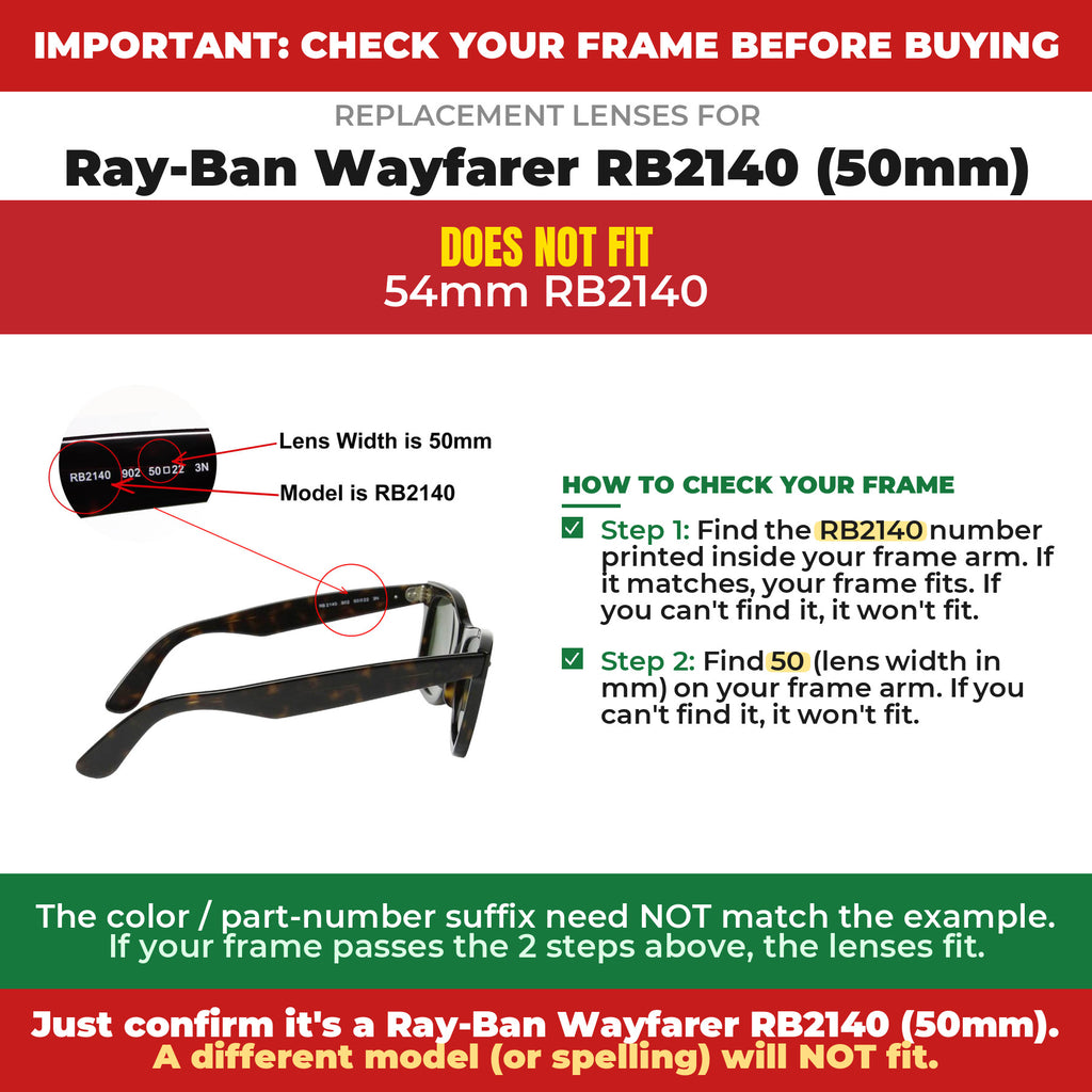 Verify your Ray-Ban Wayfarer RB2140 (50mm) frame##shared