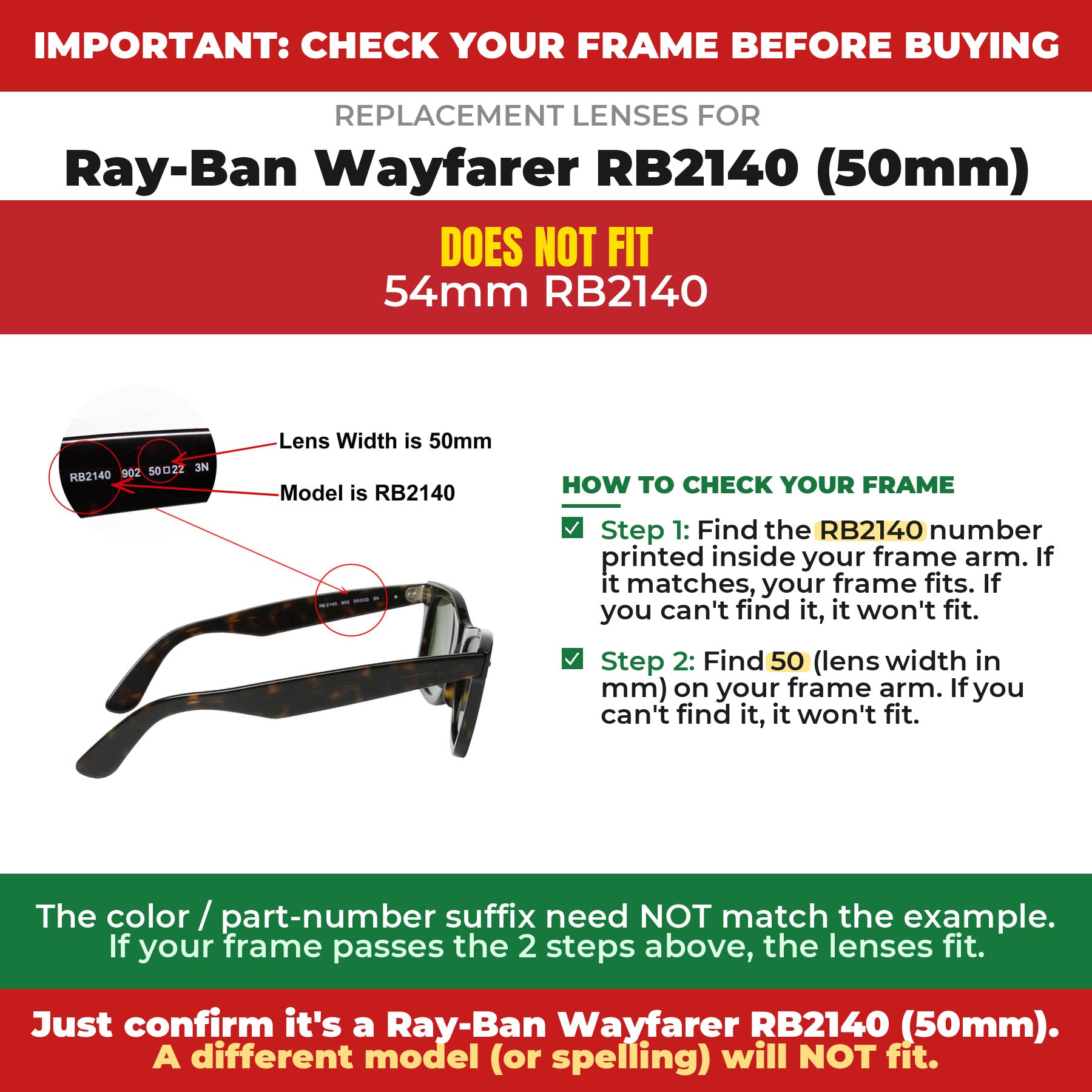 Verify your Ray-Ban Wayfarer RB2140 (50mm) frame##shared
