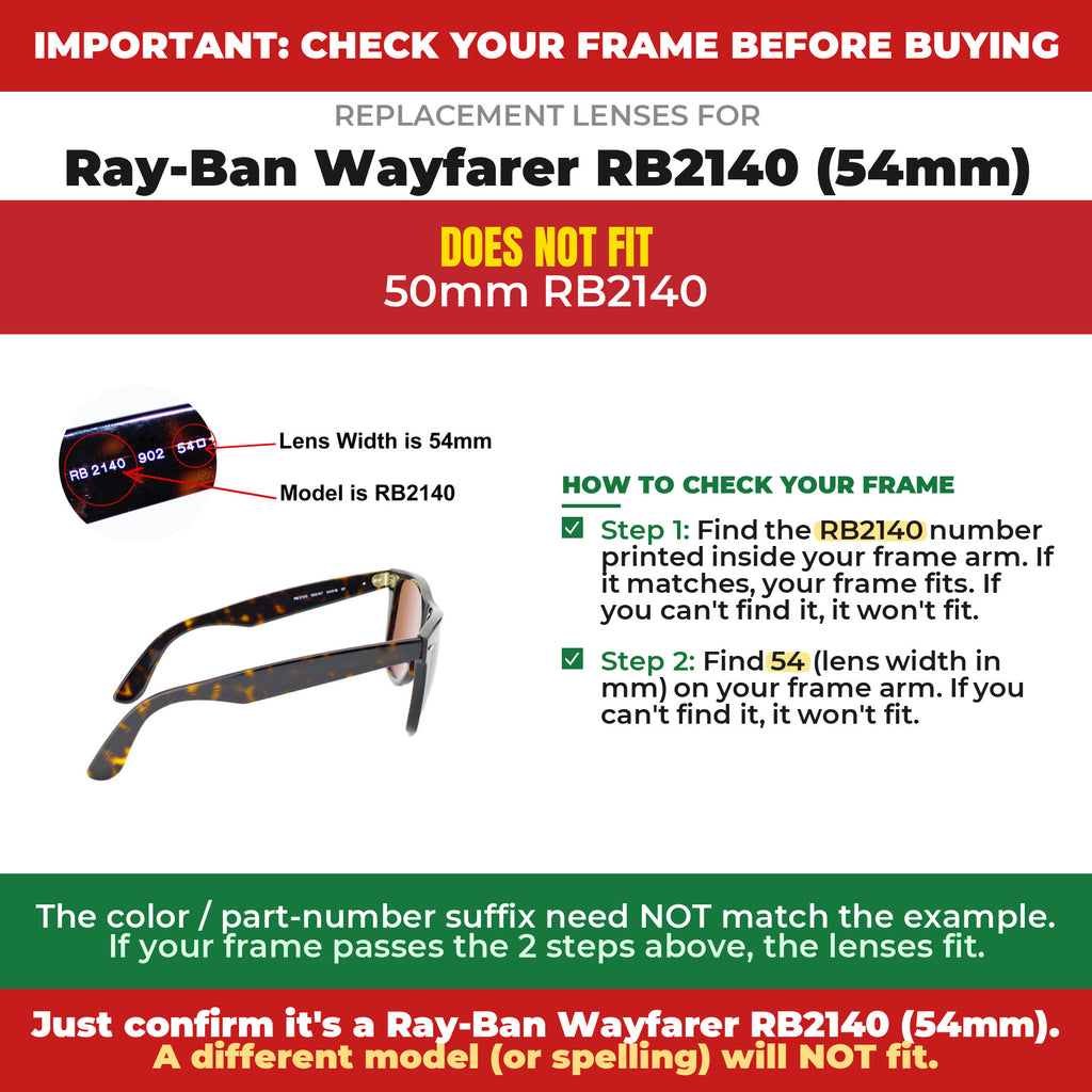 Verify your Ray-Ban Wayfarer RB2140 (54mm) frame##shared