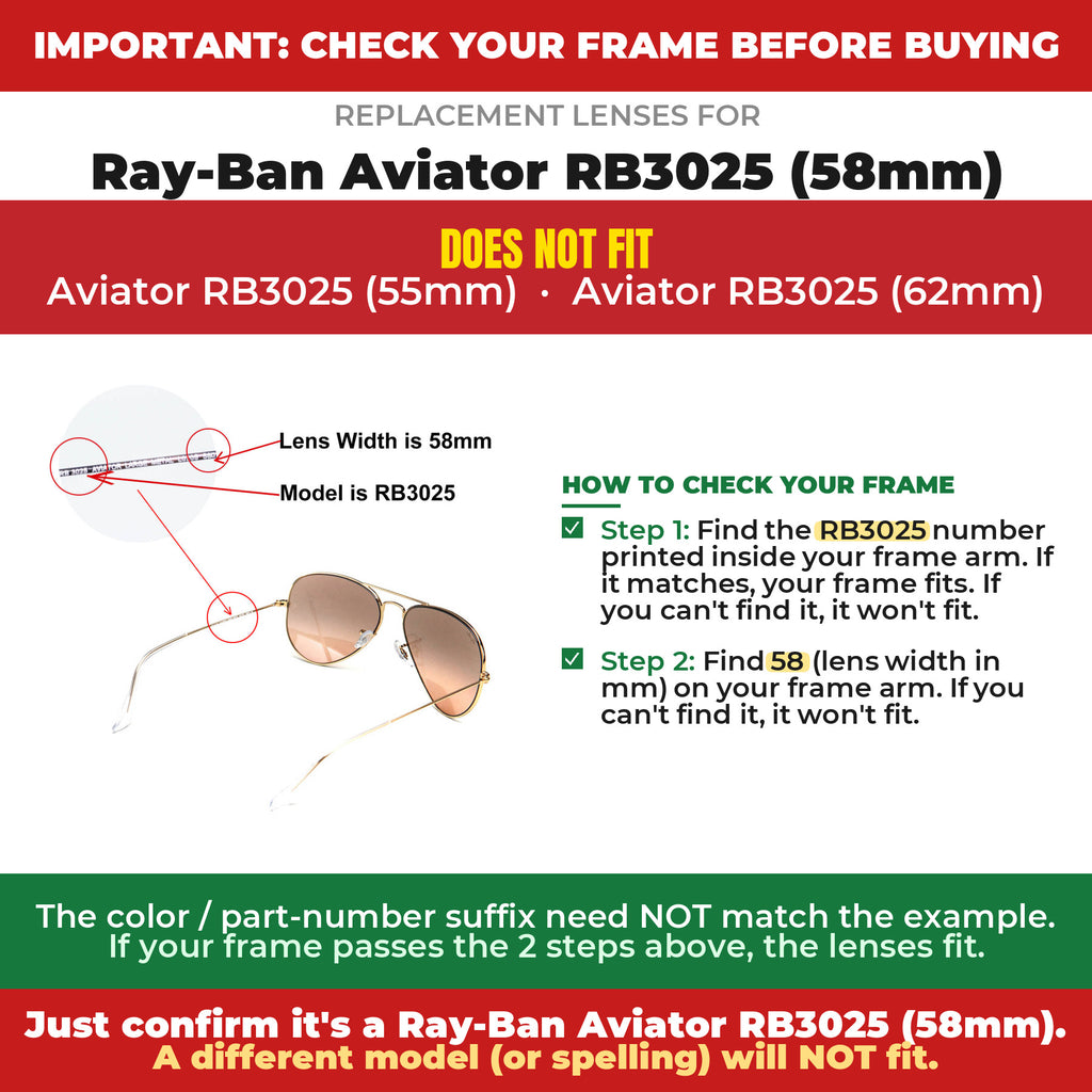 Verify your Ray-Ban Aviator RB3025 (58mm) frame##shared