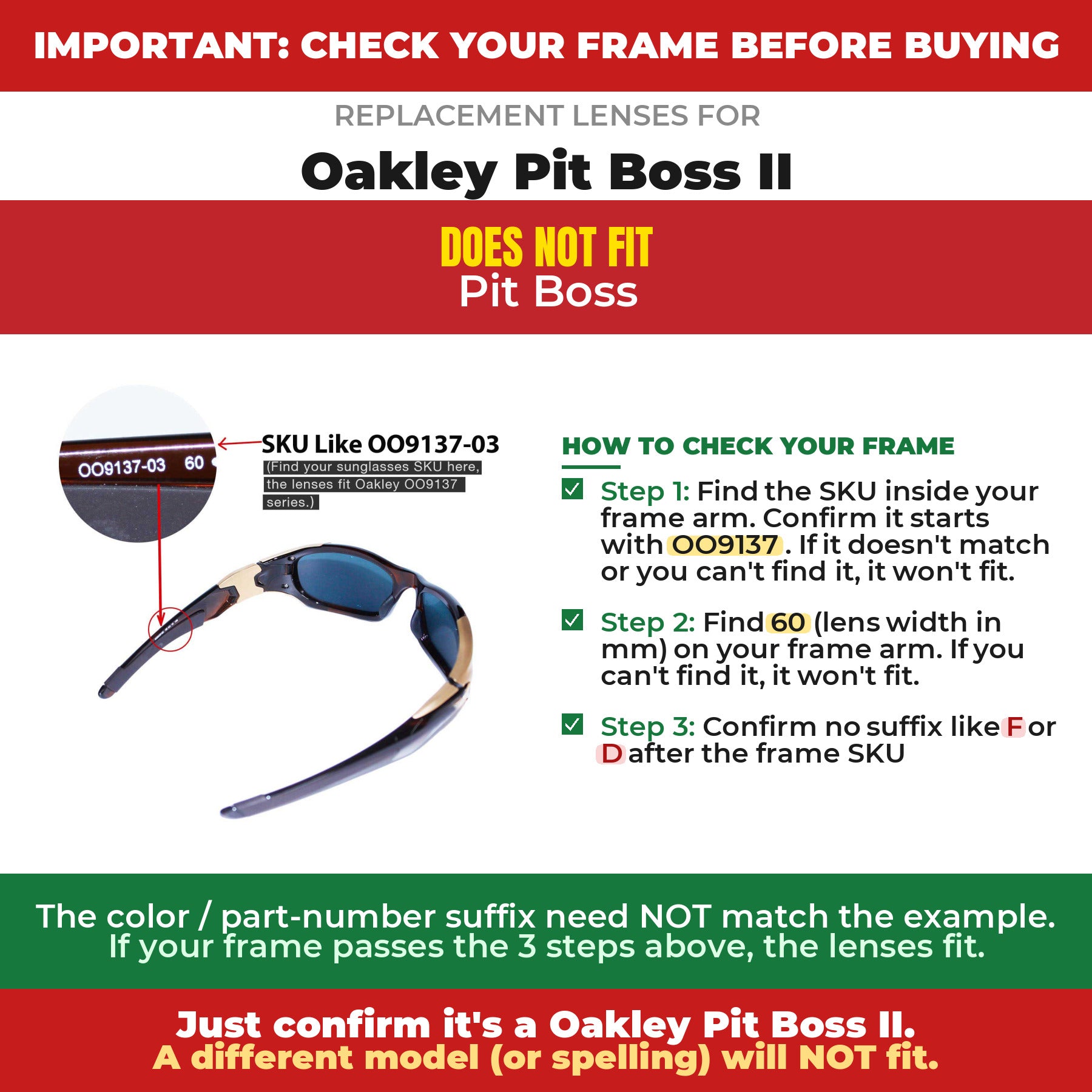 Verify your Oakley Pit Boss II frame##shared