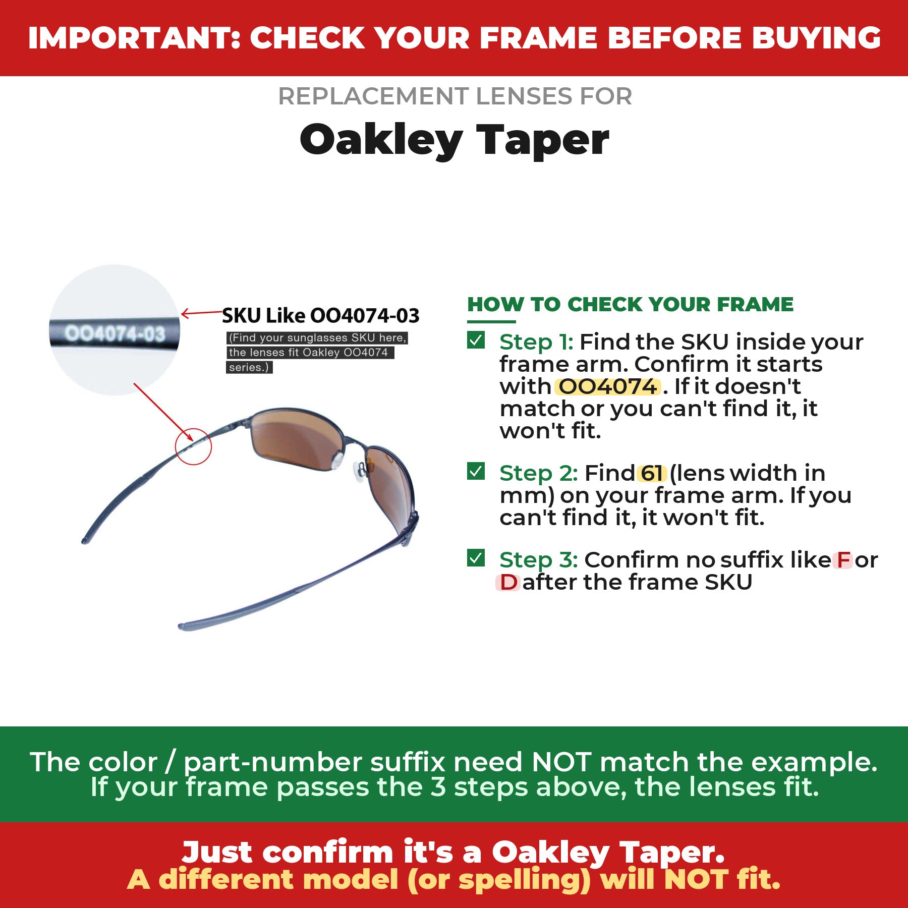 Verify your Oakley Taper frame##shared