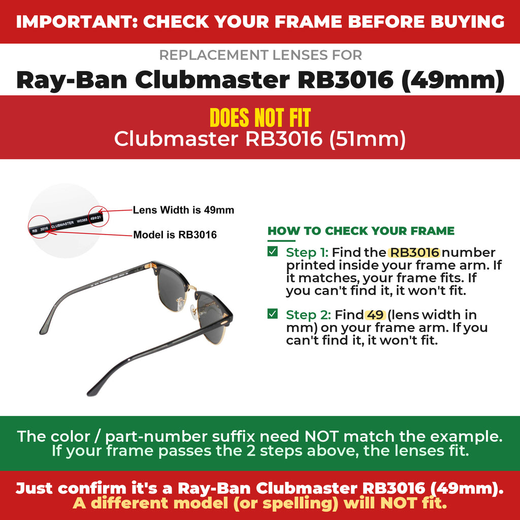 Verify your Ray-Ban Clubmaster RB3016 (49mm) frame##shared