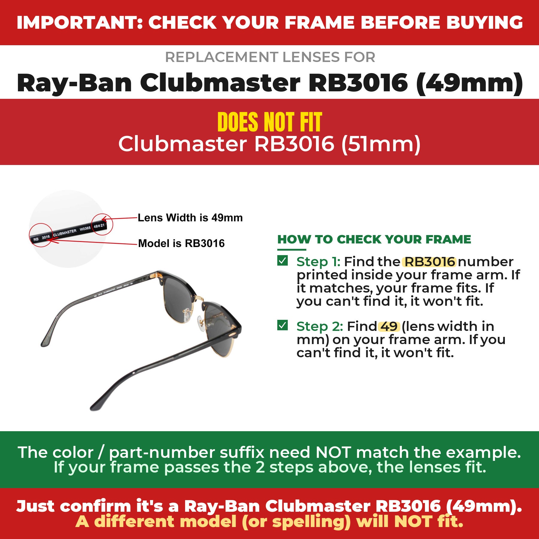 Verify your Ray-Ban Clubmaster RB3016 (49mm) frame##shared