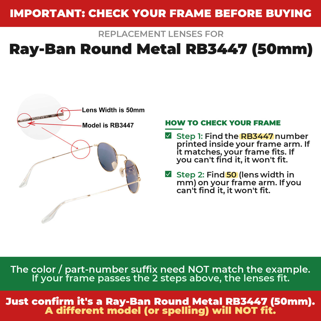 Verify your Ray-Ban Round Metal RB3447 (50mm) frame##shared