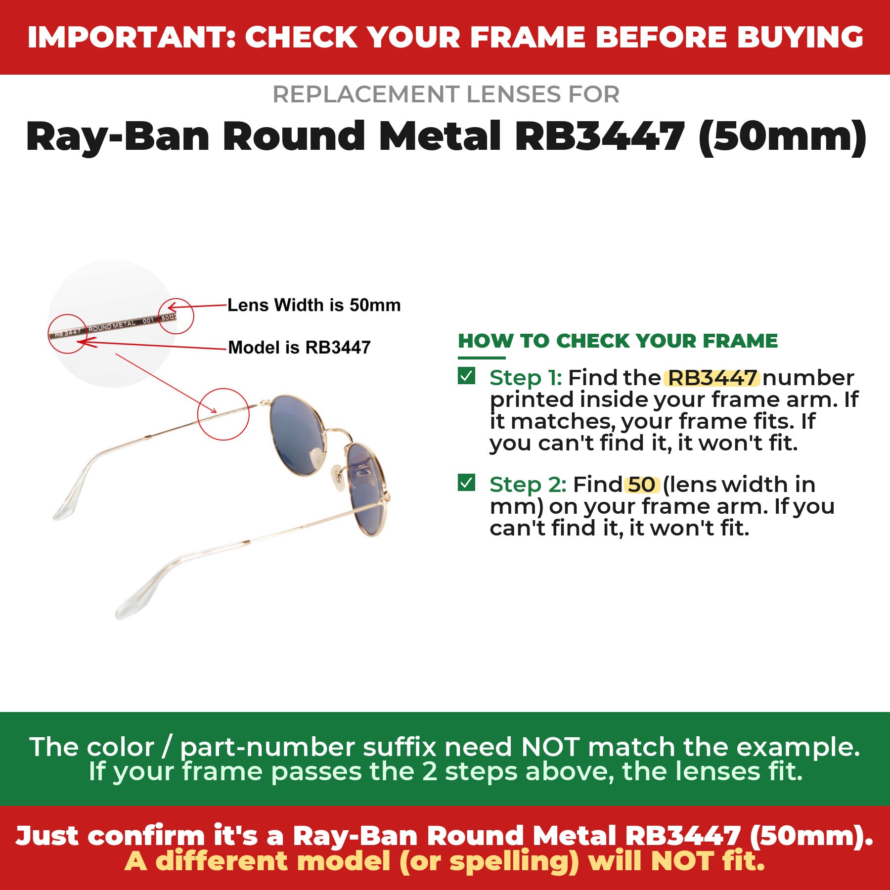 Verify your Ray-Ban Round Metal RB3447 (50mm) frame##shared