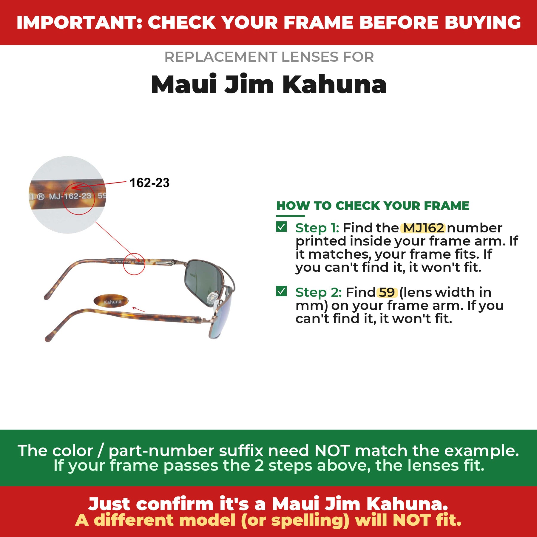 Verify your Maui Jim Kahuna frame##shared