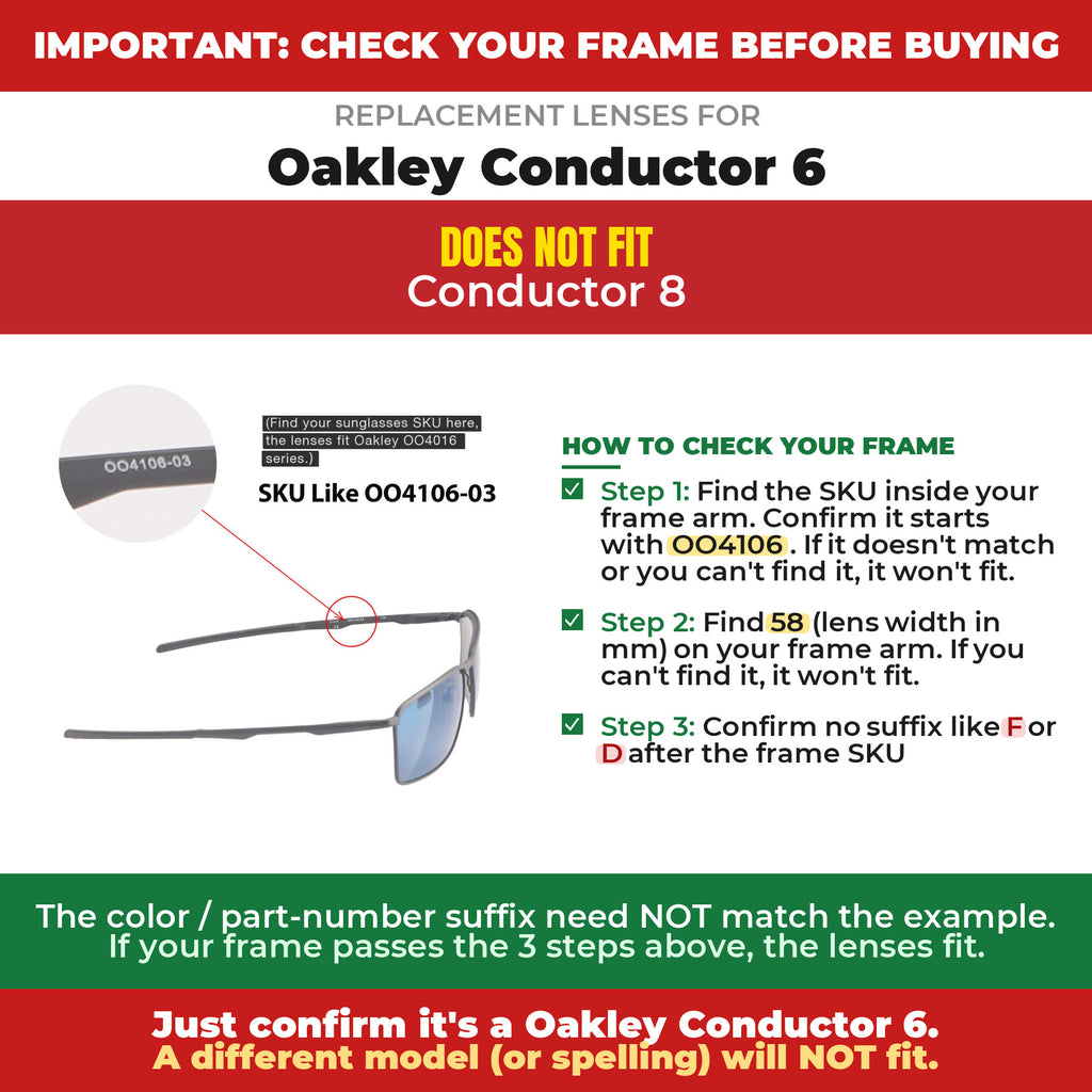 Verify your Oakley Conductor 6 frame##shared