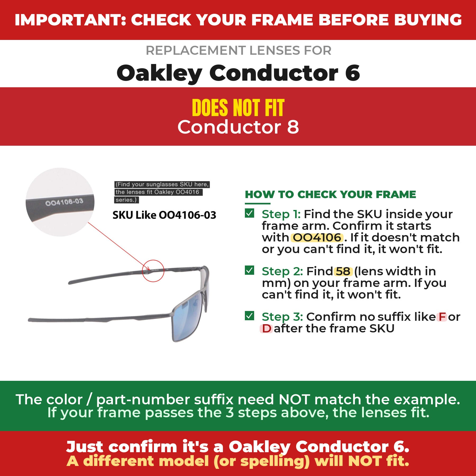Verify your Oakley Conductor 6 frame##shared