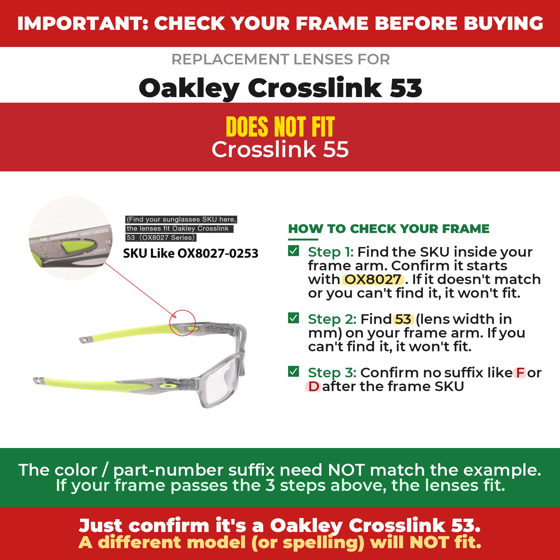 Verify your Oakley Crosslink 53 frame##shared