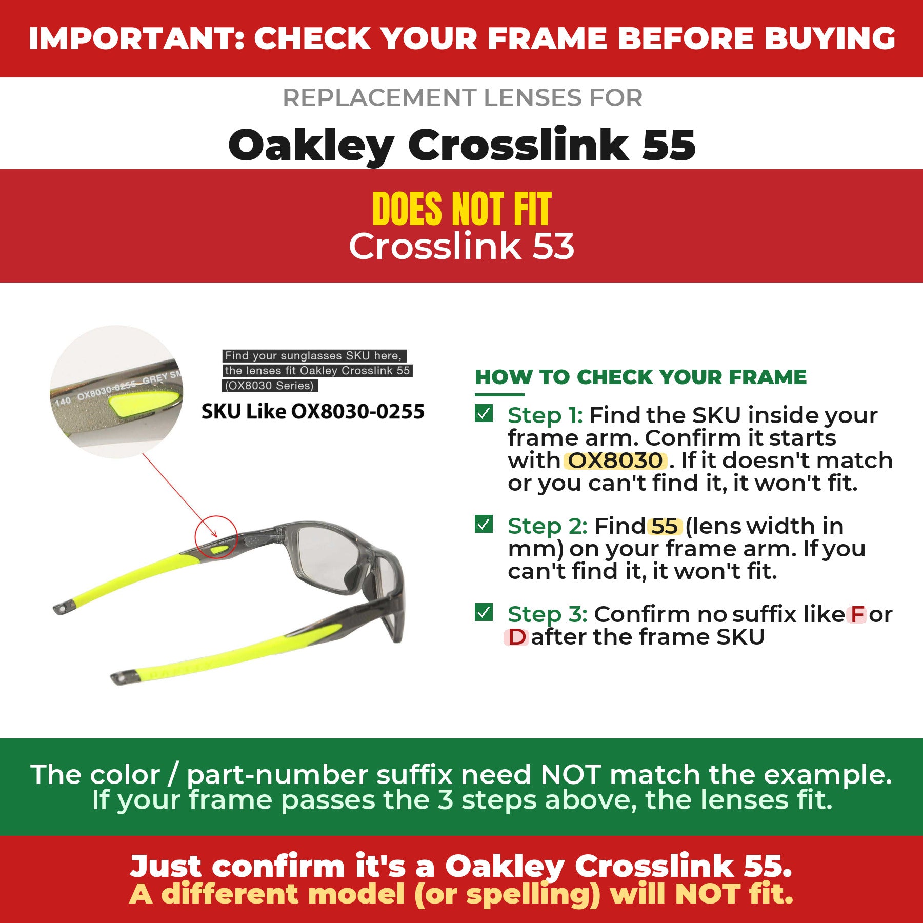 Verify your Oakley Crosslink 55 frame##shared