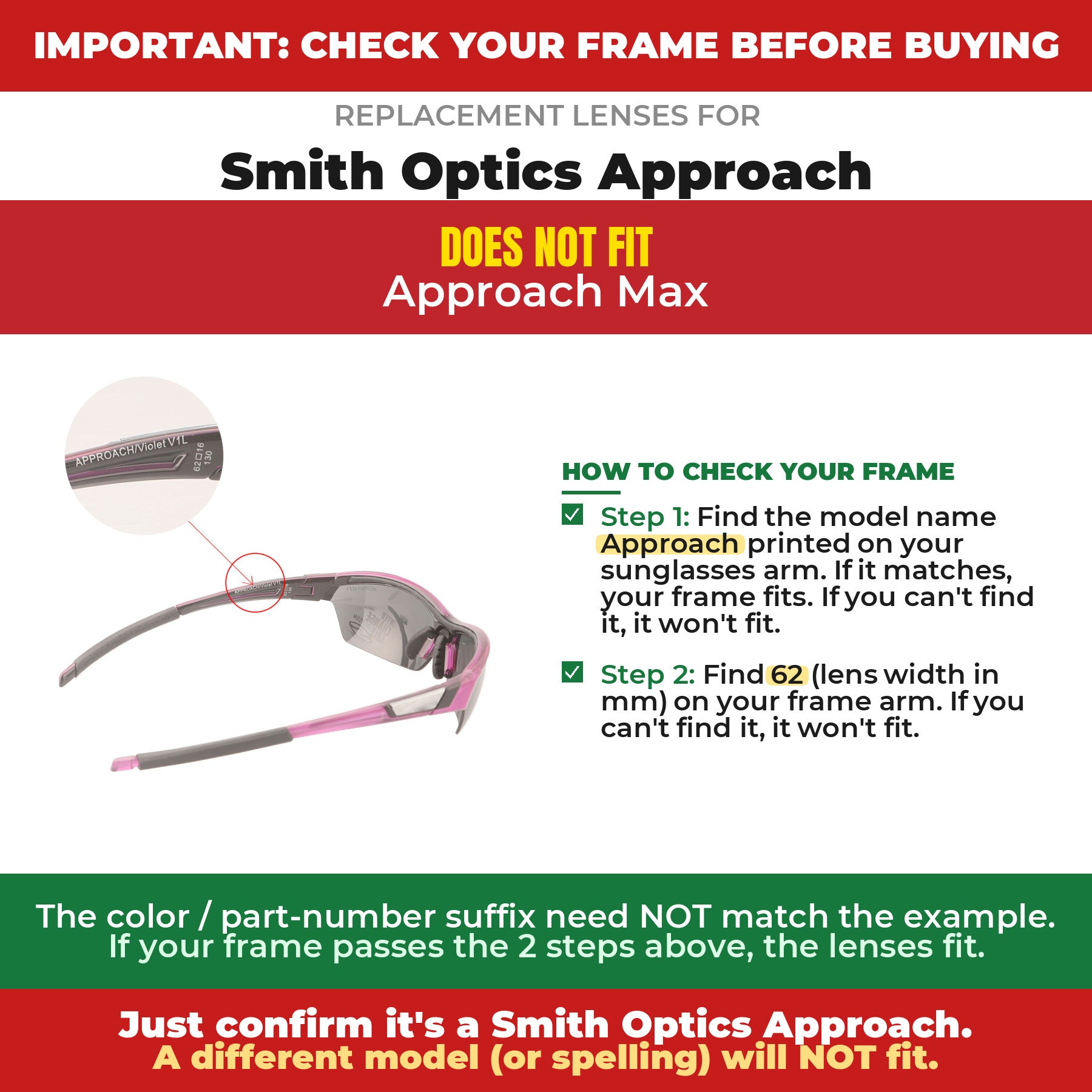Verify your Smith Optics Approach frame##shared