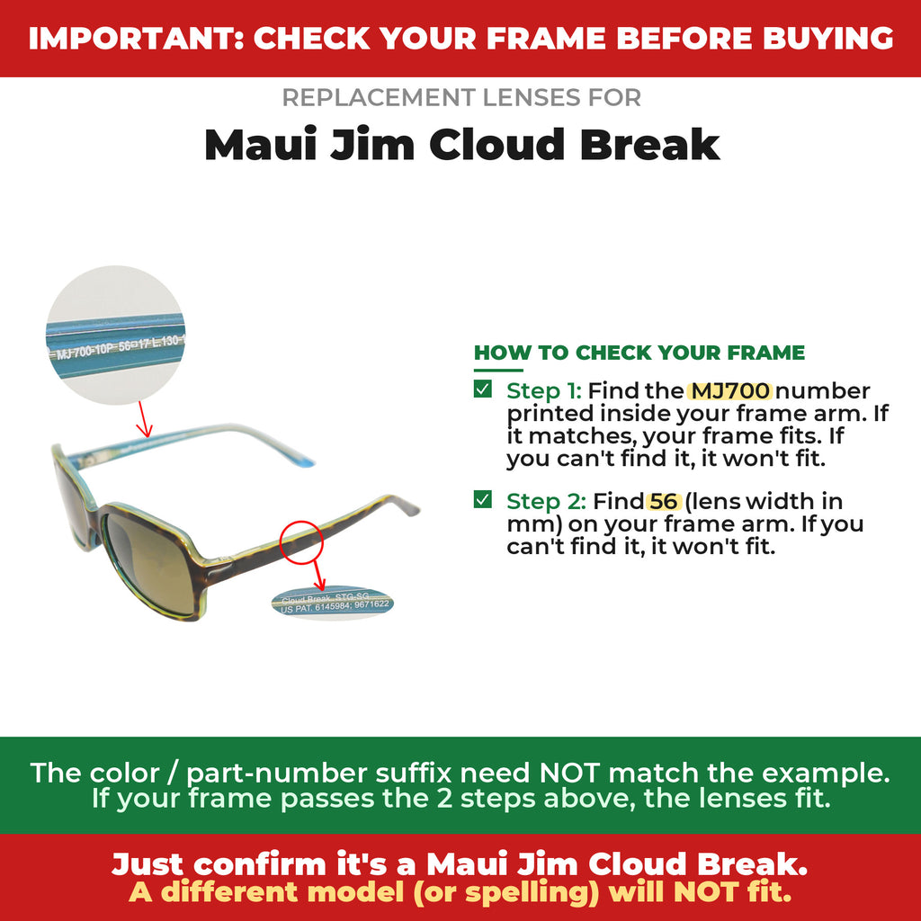 Verify your Maui Jim Cloud Break frame##shared