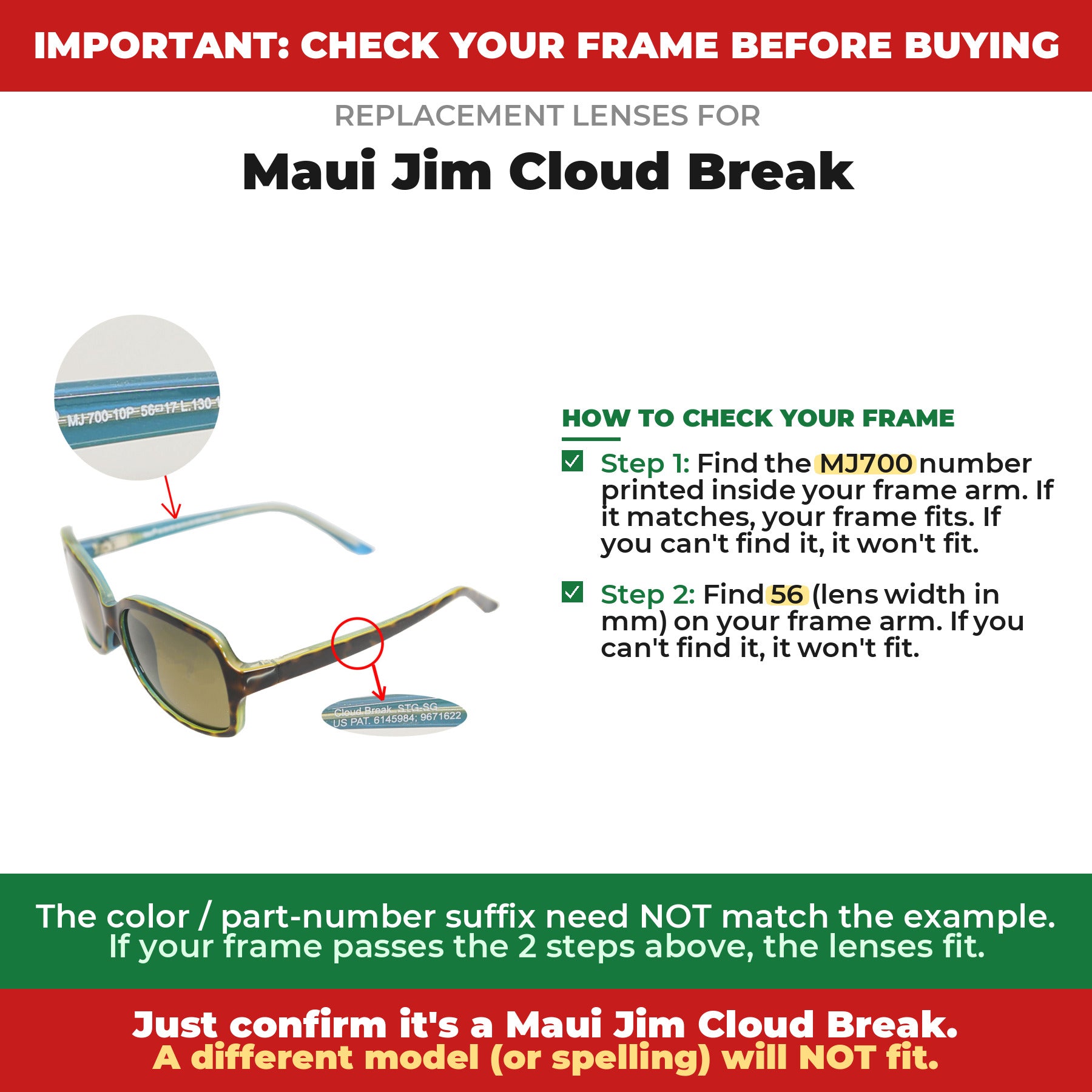 Verify your Maui Jim Cloud Break frame##shared