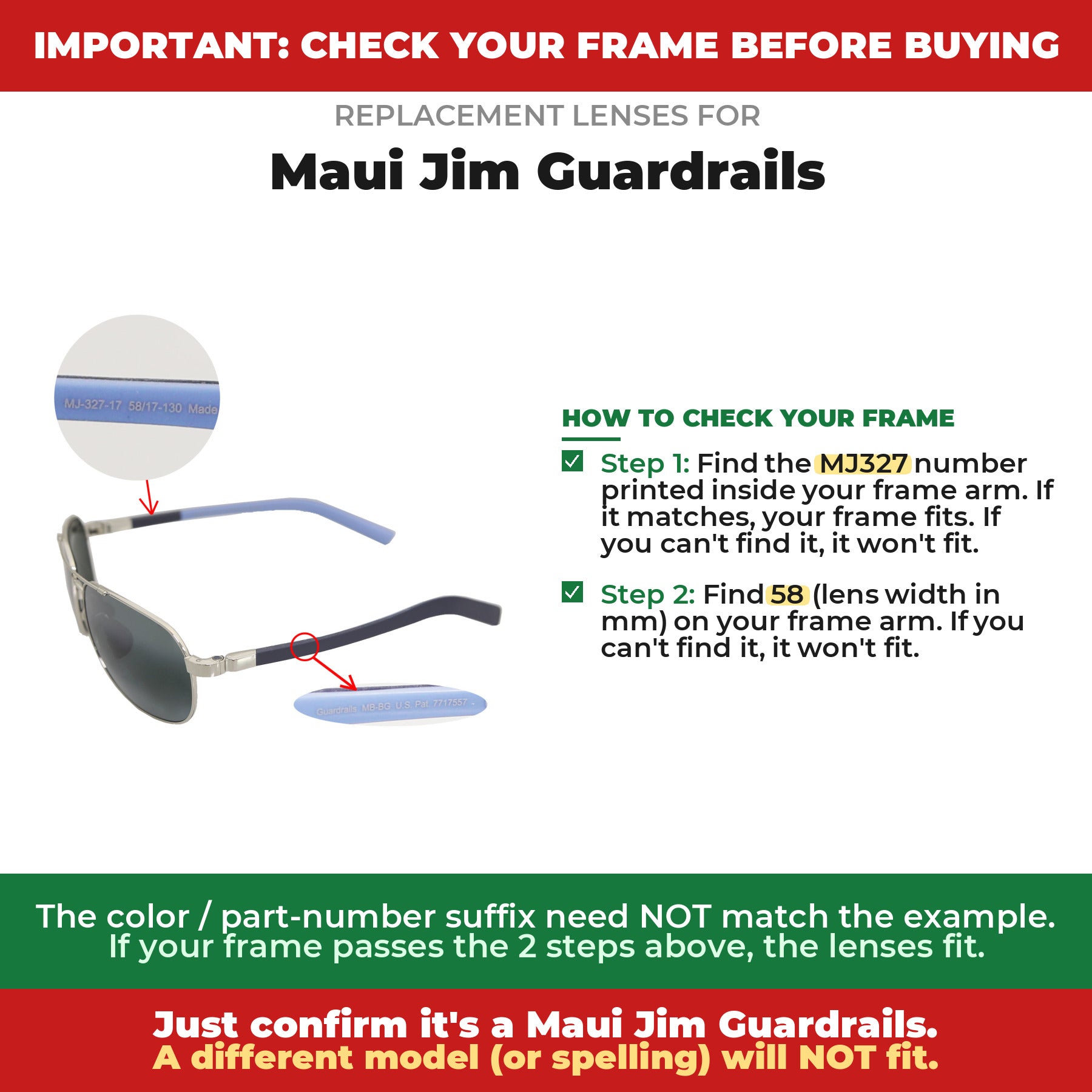 Verify your Maui Jim Guardrails frame##shared