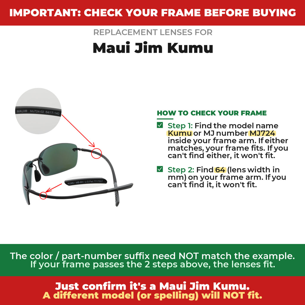 Verify your Maui Jim Kumu frame##shared