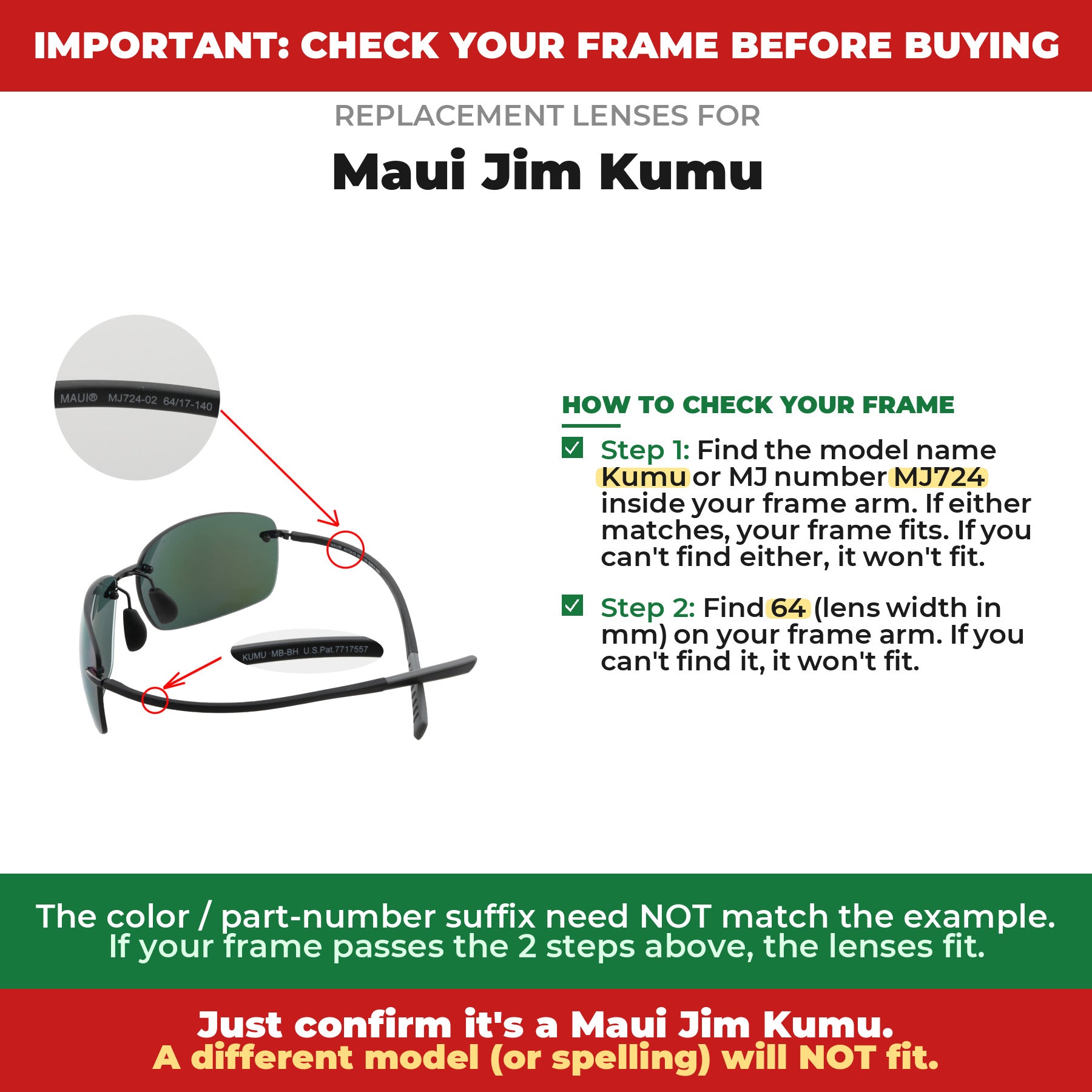 Verify your Maui Jim Kumu frame##shared