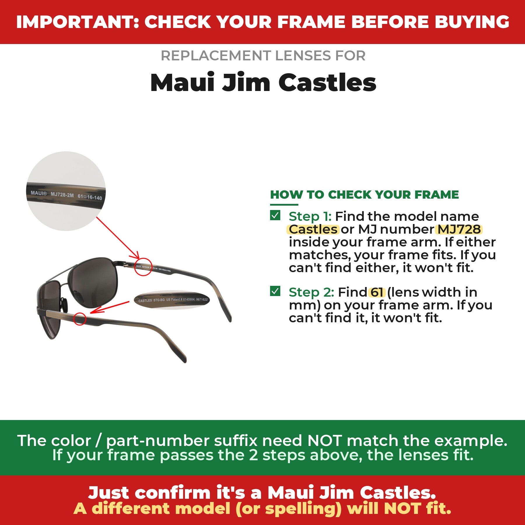 Verify your Maui Jim Castles frame##shared