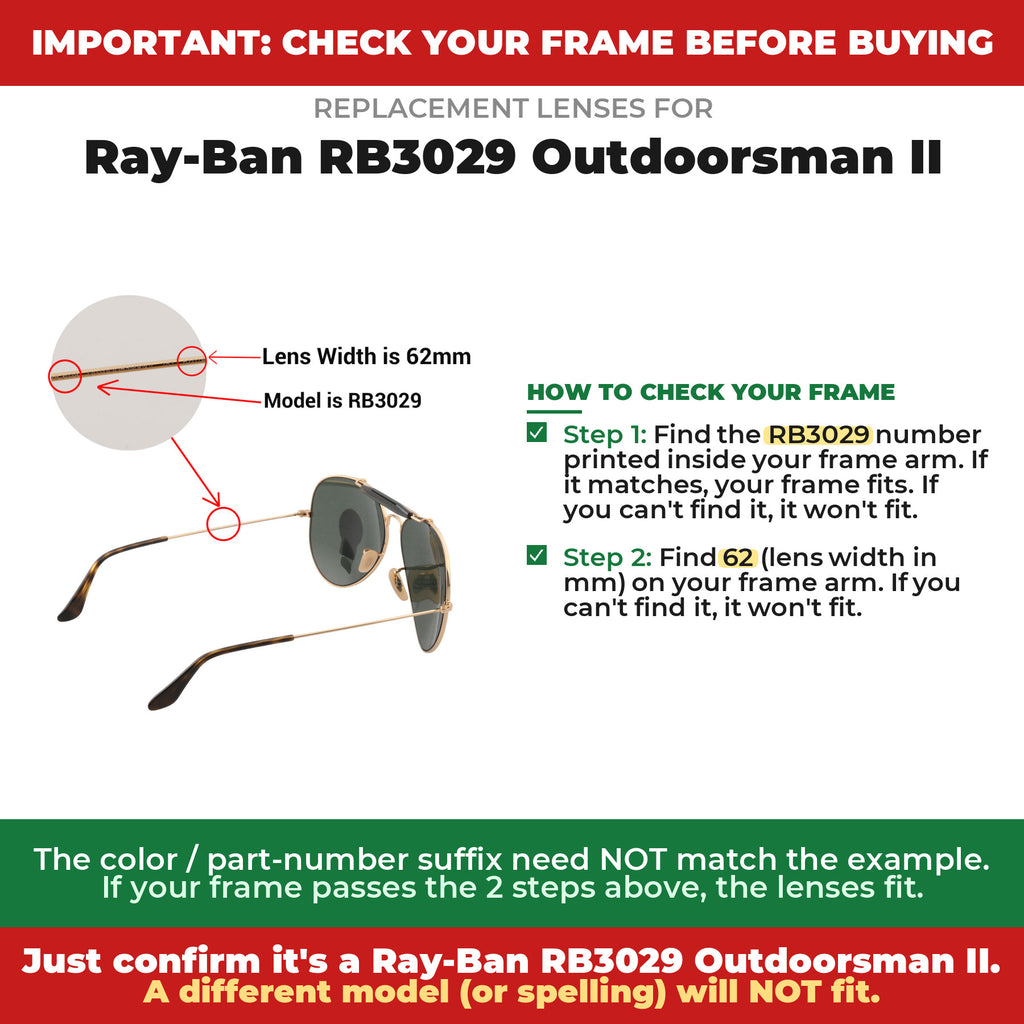 Verify your Ray-Ban RB3029 Outdoorsman II frame##shared