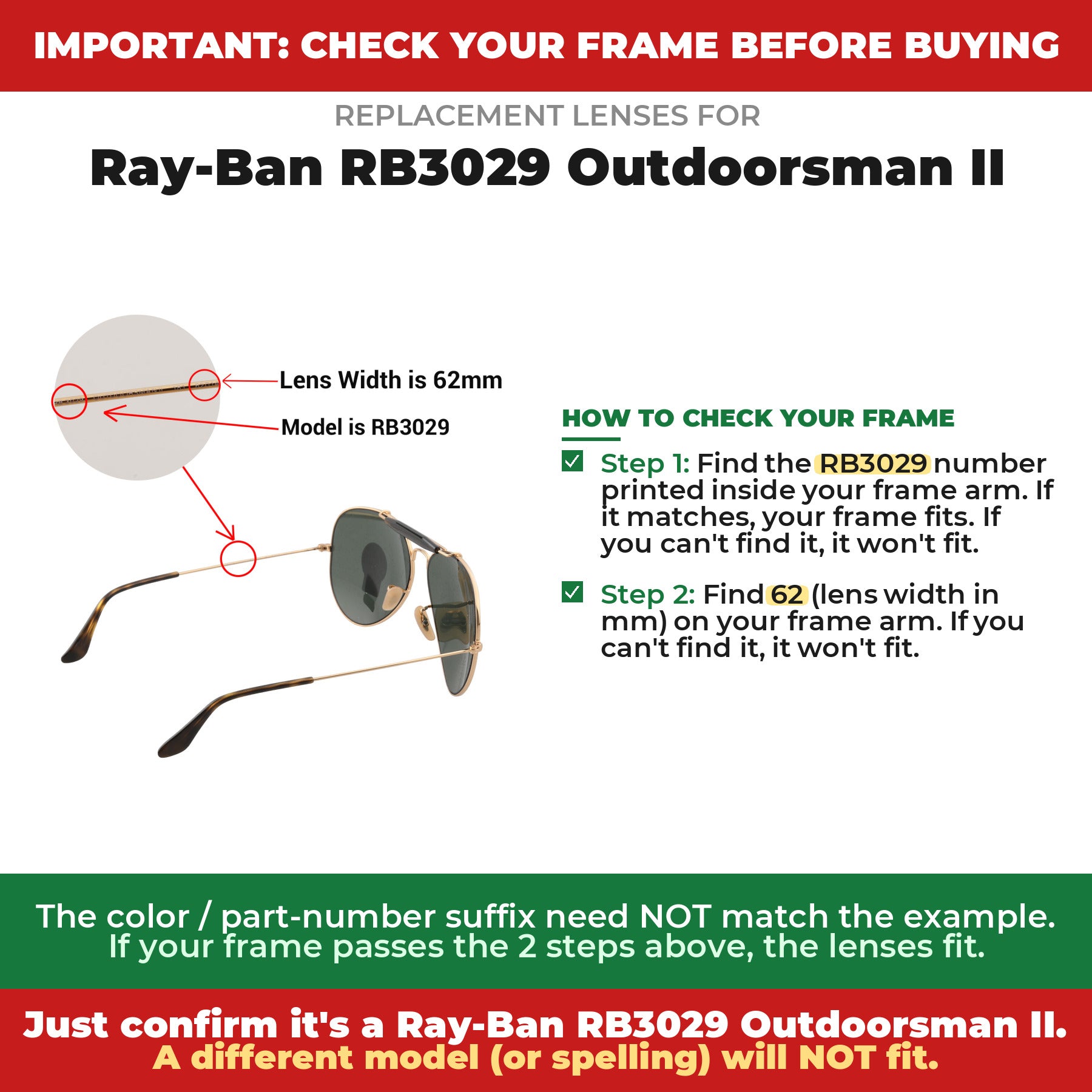 Verify your Ray-Ban RB3029 Outdoorsman II frame##shared