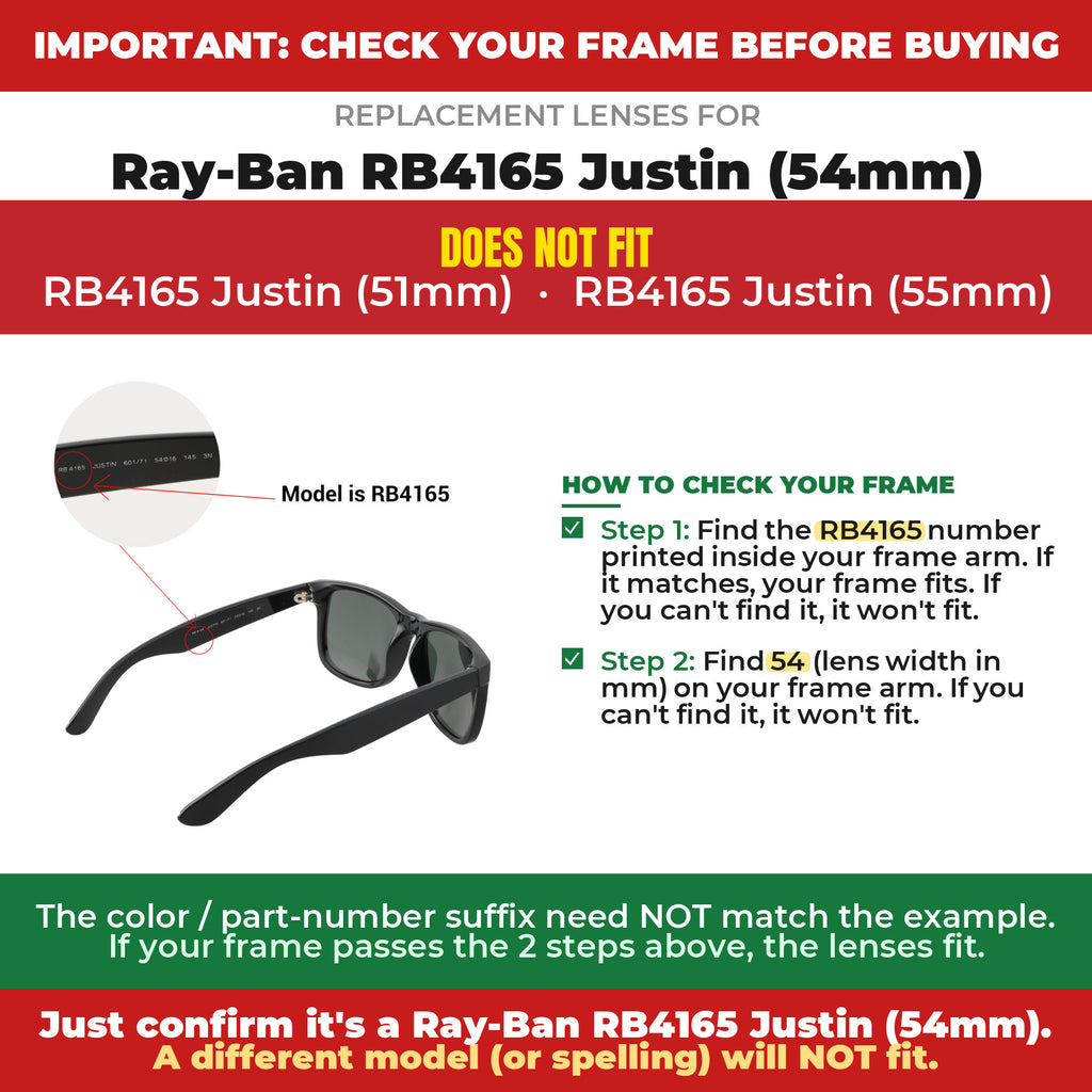 Verify your Ray-Ban RB4165 Justin (54mm) frame##shared