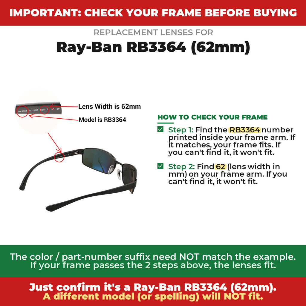 Verify your Ray-Ban RB3364 (62mm) frame##shared