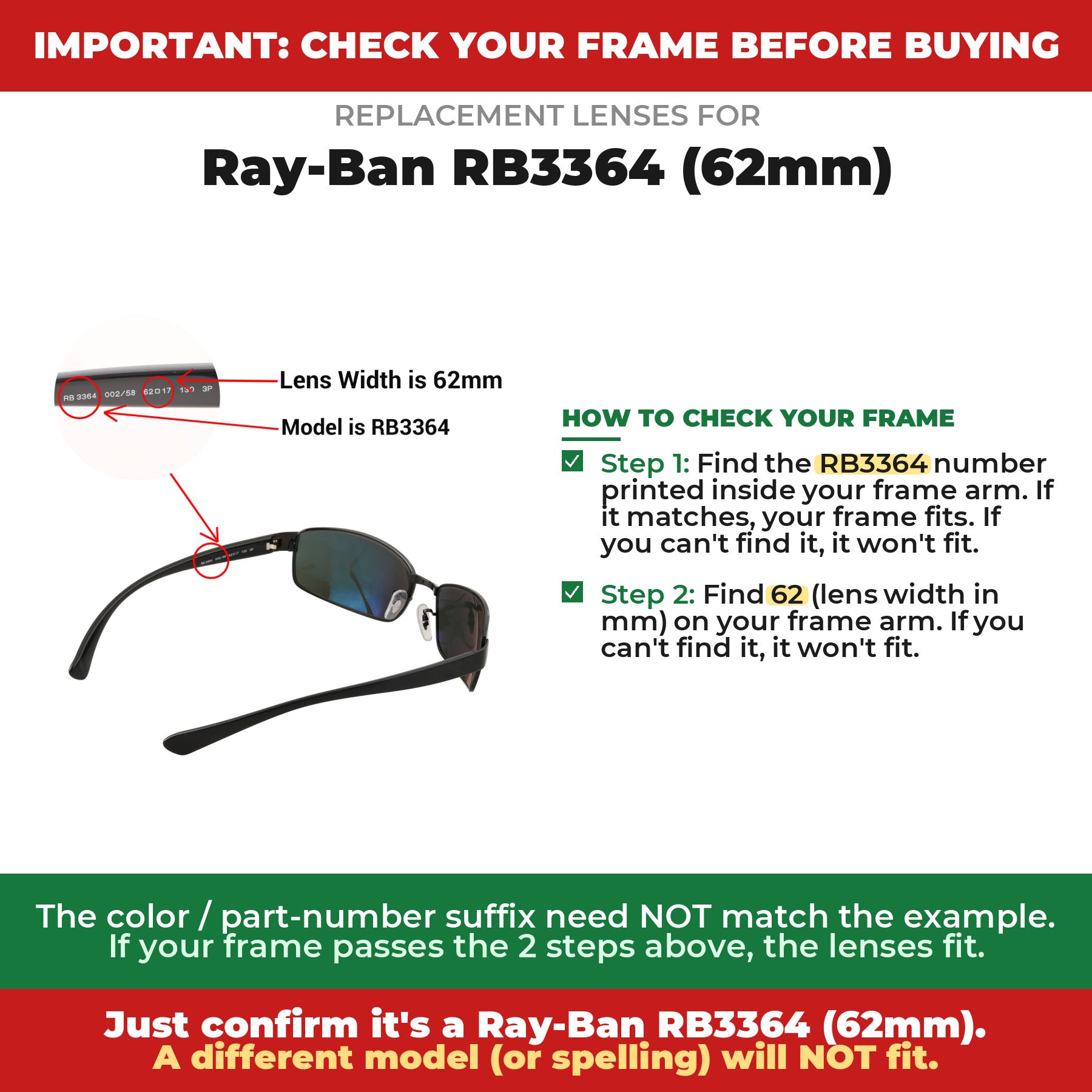 Verify your Ray-Ban RB3364 (62mm) frame##shared
