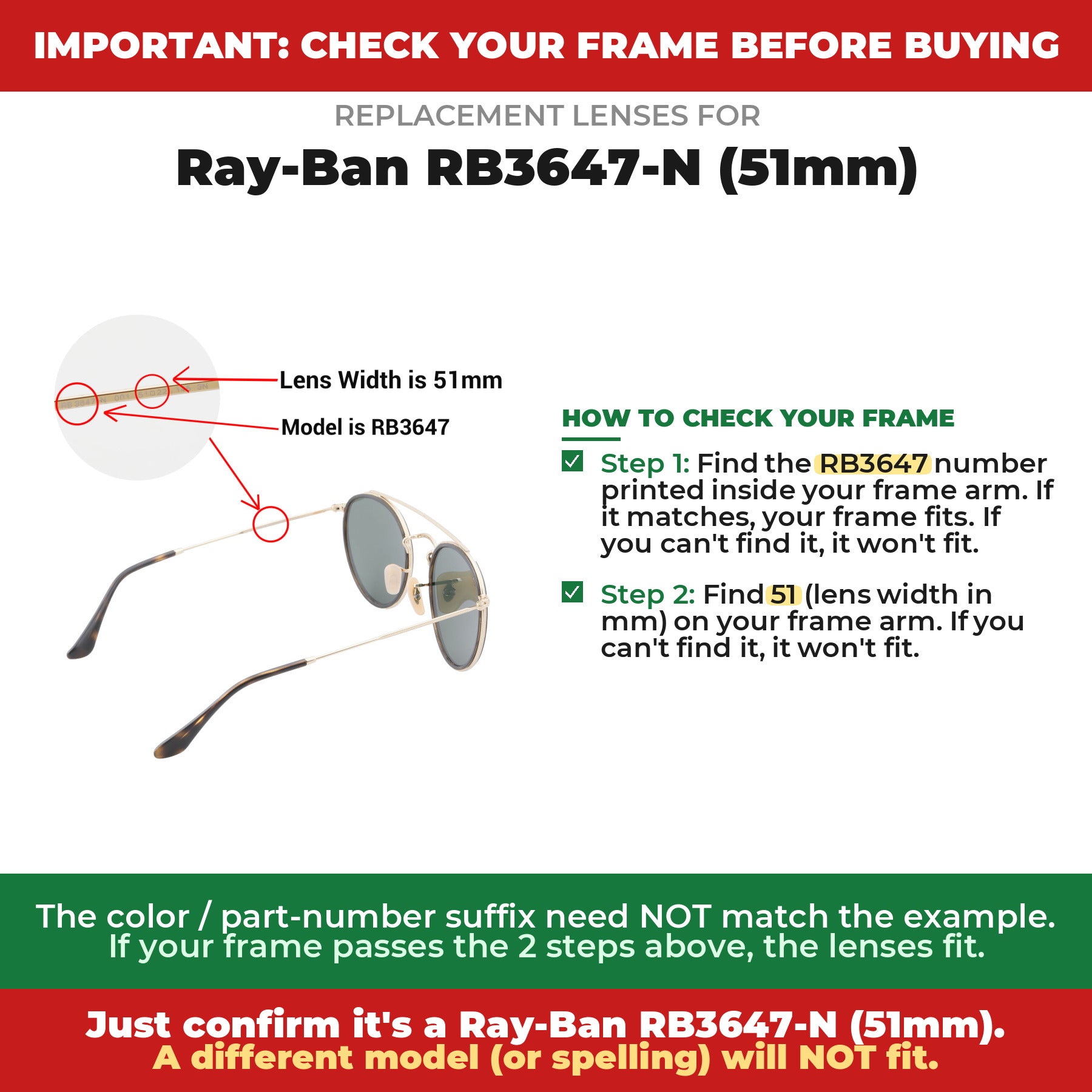 Verify your Ray-Ban RB3647-N (51mm) frame##shared
