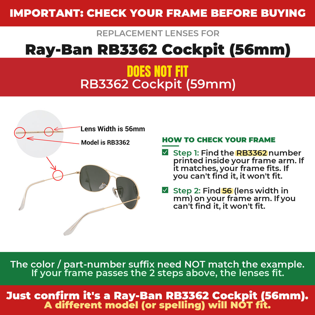 Verify your Ray-Ban RB3362 Cockpit (56mm) frame##shared