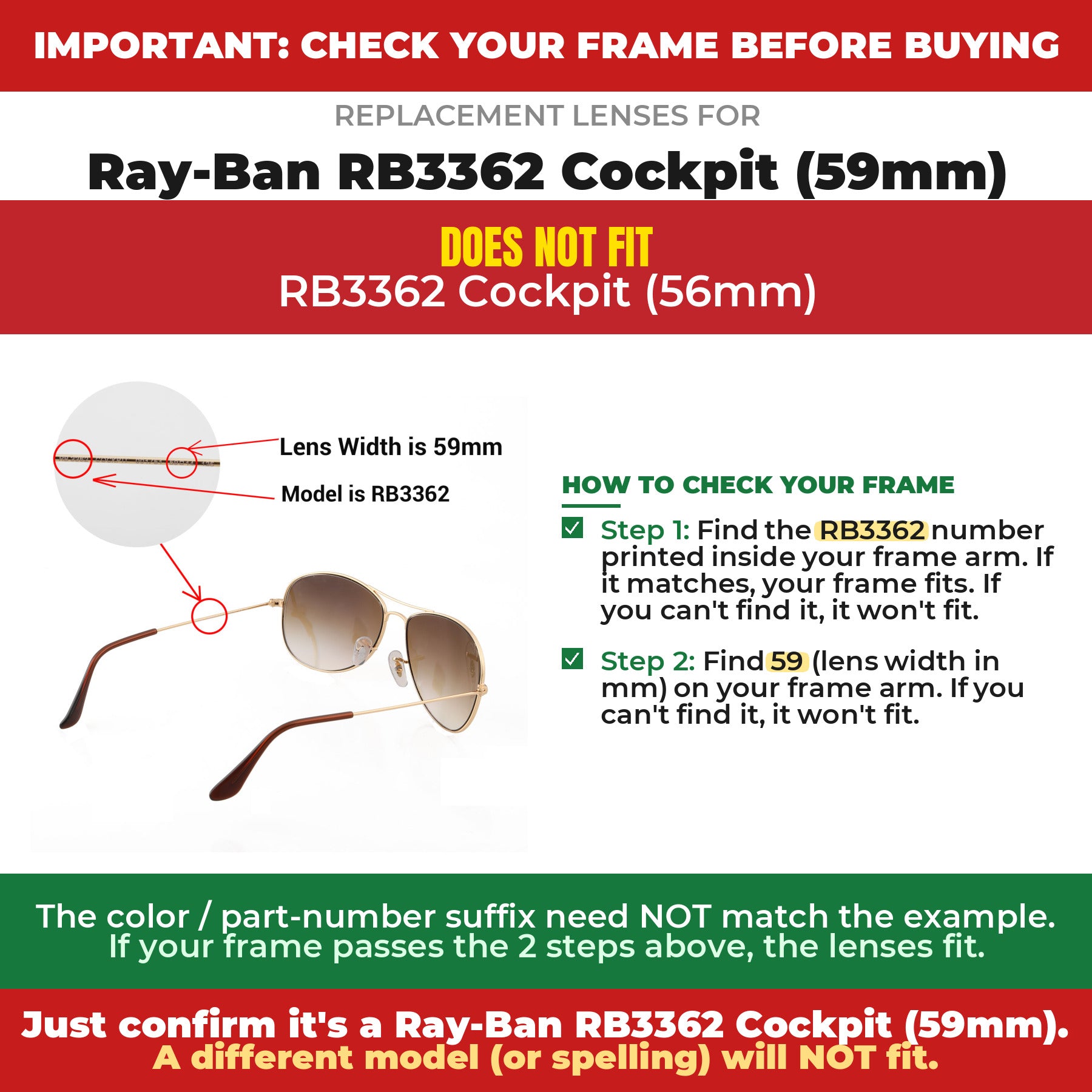 Verify your Ray-Ban RB3362 Cockpit (59mm) frame##shared