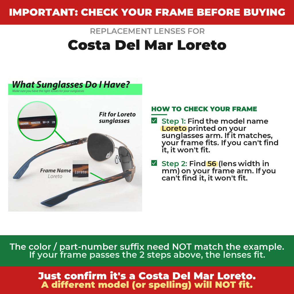 Verify your Costa Del Mar Loreto frame##shared