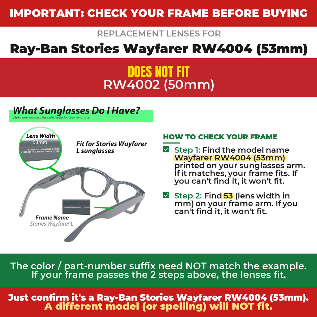 Verify your Ray-Ban Stories Wayfarer RW4004 (53mm) frame##shared