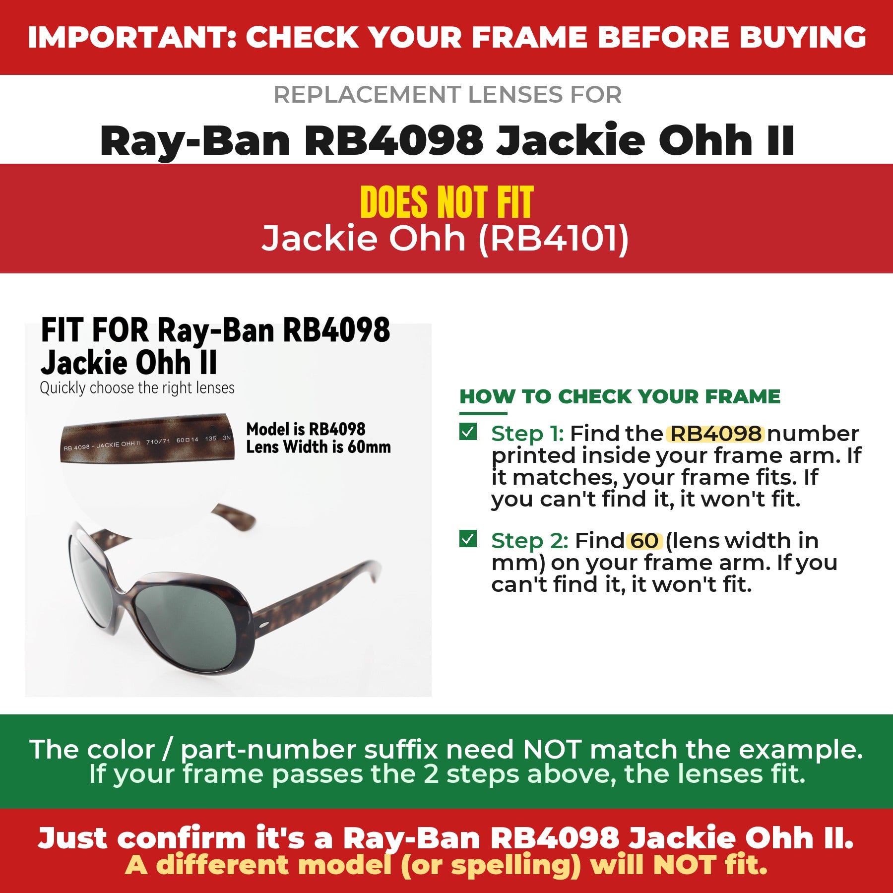 Verify your Ray-Ban RB4098 Jackie Ohh II frame##shared