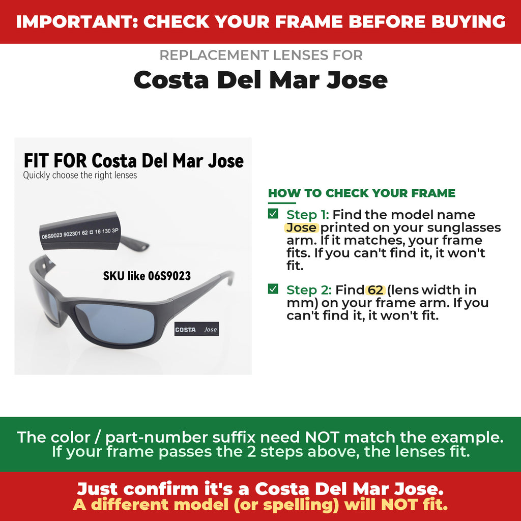 Verify your Costa Del Mar Jose frame##shared